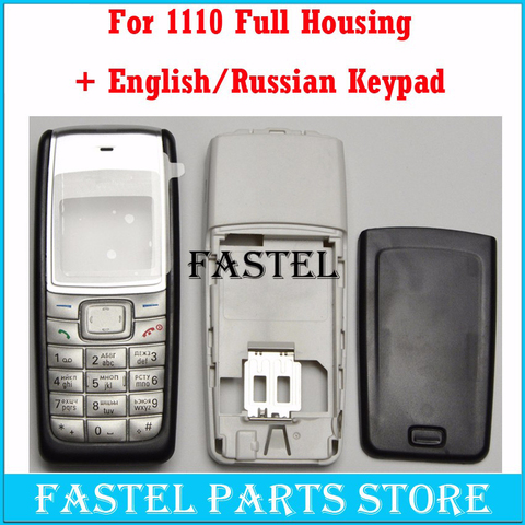 HKFASTEL New High Quality Cover For Nokia 1110 1112 Full Complete Mobile Phone Housing Cover Case English/Russian/Arabic Keypad ► Photo 1/2