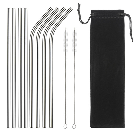 304 Stainless Steel Straw Reusable Metal Drinking Straws Set Wholesale With Cleaning Brush Party Bar Accessory Eco Friendly New ► Photo 1/6