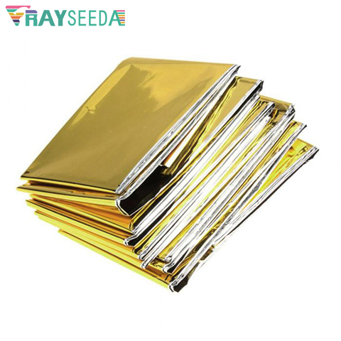 Rayseeda Folding Emergency Blanket 210cm*130cm Silver/Gold Emergency Survival Rescue Shelter Outdoor Camping Keep Warm Blankets ► Photo 1/6