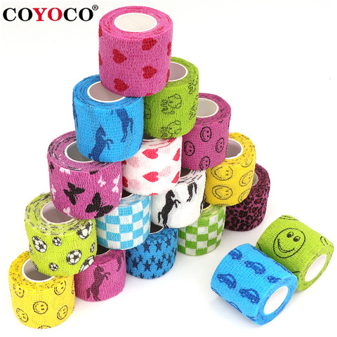 4.5m Self Adhesive Wrap Tape Medical Therapy Elastic Bandage Knee Protector 1 pcs Sports Colorful Printed Finger Joints Pet Tape ► Photo 1/6