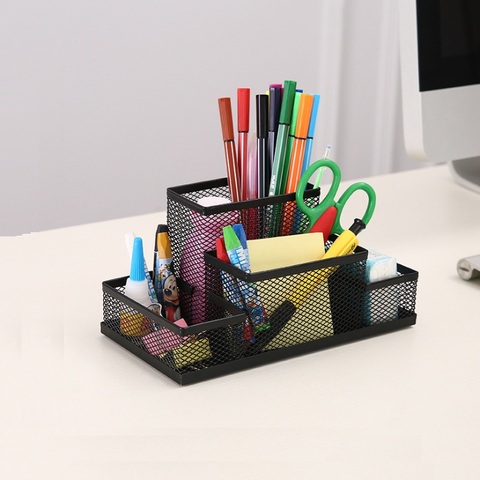 Office Supplies Stationery Pencil Pen Holder Mesh Table Desk Organizer Storage 