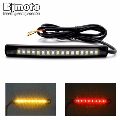 BJMOTO Universal LED Car Motorcycle Tail Brake Lights Turn Signal Light Strip 17 Leds License Plate Light Flashing Stop Lights ► Photo 1/6