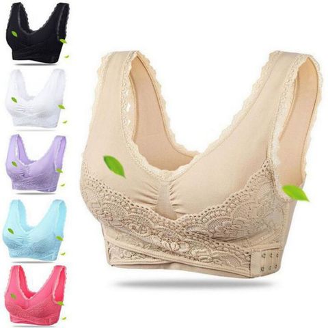 Lingerie Lace Solid Color Cross Side Buckle Without Rims Gathered Sports Underwear Sleep Bra New ► Photo 1/6