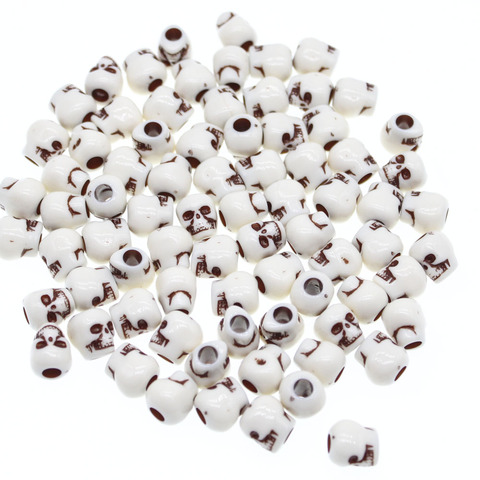 CHONGAI 50Pcs Skull Big Hole Beige Acrylic Spacer Beads For Jewelry Making DIY Beads Accessories ► Photo 1/6