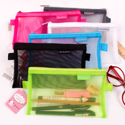 Colorful Candy Clear Pencil Bags Transparent Plastic Pen Case Box Cosmetic  Makeup Zipper Bag Pouch School Office Supply Bags : Non-Brand