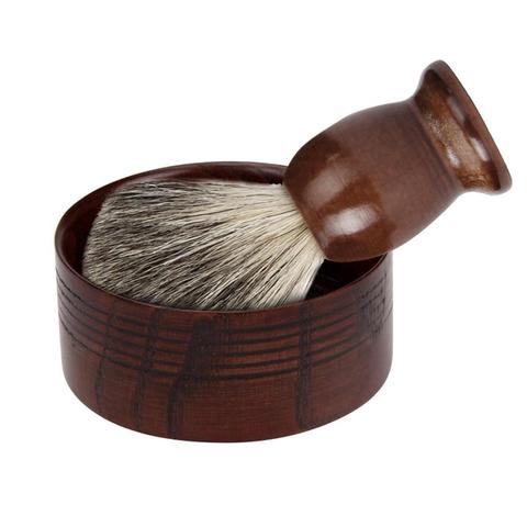 Fashion Brand Badger hair Men Shaving Brush Traditional with wood Shaving Mug Cup Bowl combination Levert Dropship N50 ► Photo 1/6