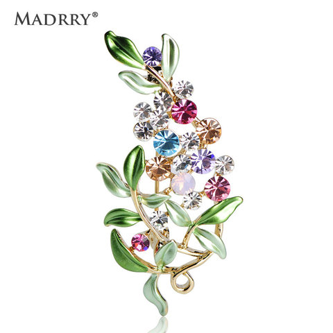 Madrry Luxury Flower Shape Brooches Colorful Rhinestone Alloy Metal Jewelry For Women Girls Scarf Buckle Party Dress Brooch Pins ► Photo 1/6