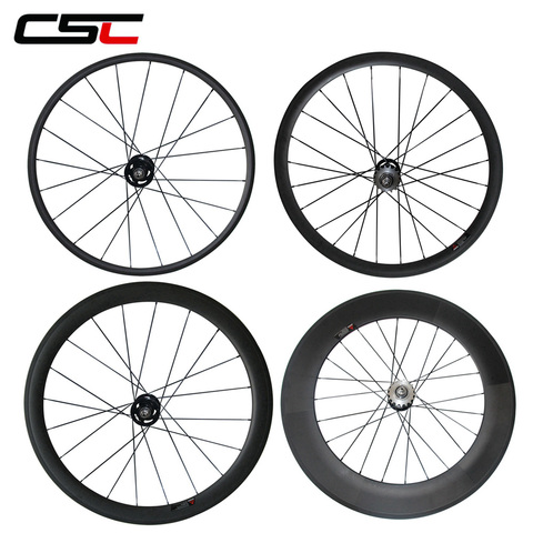 700C Carbon Track bike wheelset 24/38/50/60/88mm deep Clincher Tubular Flip Flop fixed gear Single Speed bike wheels ► Photo 1/6