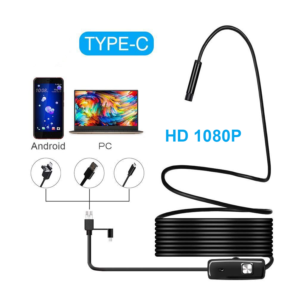 1080P HD Mini Android Endoscope Camera 1M 2M 3.5M 5M MicroUSB/USB/TYPE C  Inspection Video Camera Snake Borescope Tube
