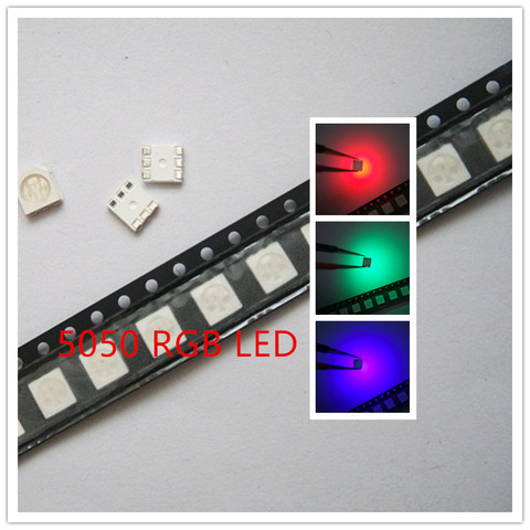 5050 RGB SMD LED 50 pcs RED BLUE GREEN SMT LED PLCC-6 3-CHIPS Light Emitting Diodes Lamp Bead For Car, Boat, Bike DIY ► Photo 1/5