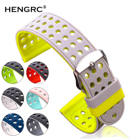 Silicone Rubber Watchbands 18mm 20mm 22mm 24mm Women Men Fashion Two-tone Breathable Strap Watch Band Clock Accessories ► Photo 1/6