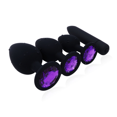 Sex Shop Purple Crystal Jewelry Butt Plug Massager Silicone Dildo Vibrator Anal Plug Women Gay Sex Toy (10 Speeds Vibrator) ► Photo 1/6
