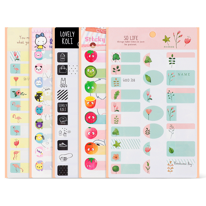 25*2Pcs Cartoon Name Sticker Waterproof Animal Decals Kawaii Flamingo Tags  Multicolour Flower Fruit Labels For Children Stickers - Price history &  Review | AliExpress Seller - Devokuou Store 
