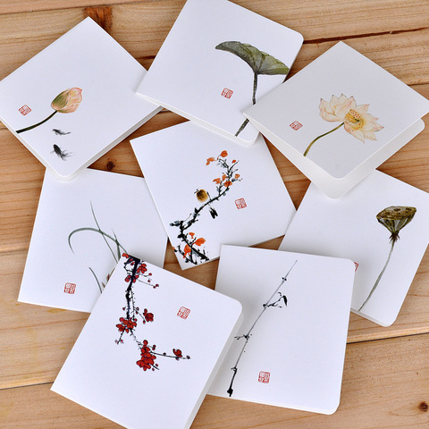 5pcs/pack Creative Classical Chinese Greeting Card White Message Diy Folding Birthday Christmas New Year's Day Blessing Card ► Photo 1/5