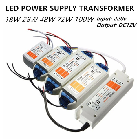 led power supply led transformer 12vdc dc12v output 6w 12w 18w 30w 50w plastic cover 220v to 12v for led strip mr11 mr16 ► Photo 1/5