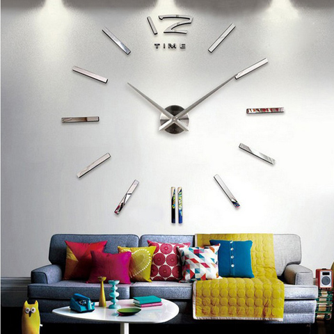 3d real big wall clock rushed mirror wall sticker diy living room home decor fashion watches arrival Quartz wall clocks ► Photo 1/6