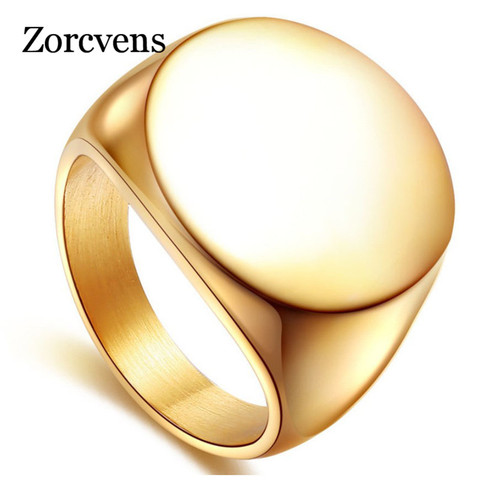 ZORCVENS 2022 High Polished Signet Solid Stainless Steel Fashion Man's Ring 316L Stainless Steel Biker Unique Ring for Men ► Photo 1/6