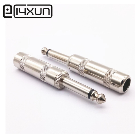 2Pcs Silver Metal Plated 6.35mm Mono Jack Plug Audio Connector Solder Cable DIY Audio Adapter 6.3mm Male Plug for guitar ► Photo 1/6