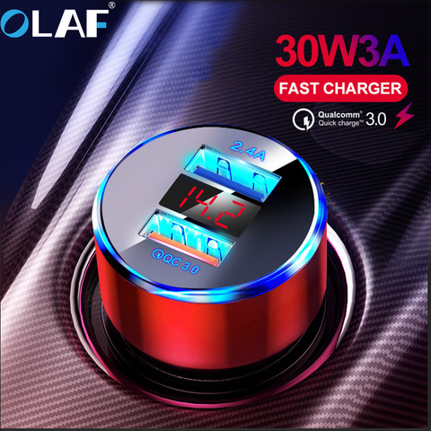 OLAF 30W 3A Quick Charge 3.0 USB Car Charger for iphone 11 Xiaomi Mi 10 Supercharge SCP QC3.0 Fast USB Car Phone Fast Charging ► Photo 1/5