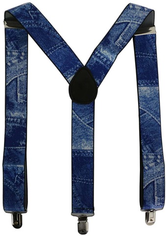 Free Shipping 2022 New 3.5cm Wide Adustable 3 Clips  Denim Blue Braces For Mens Male ► Photo 1/3