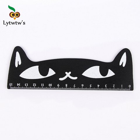 1 Piece Lytwtw's New Kawaii Cat Kitten Straight Ruler Wooden Tools Cartoon Drawing Gift Korean Office School Stationery 4 Colors ► Photo 1/6