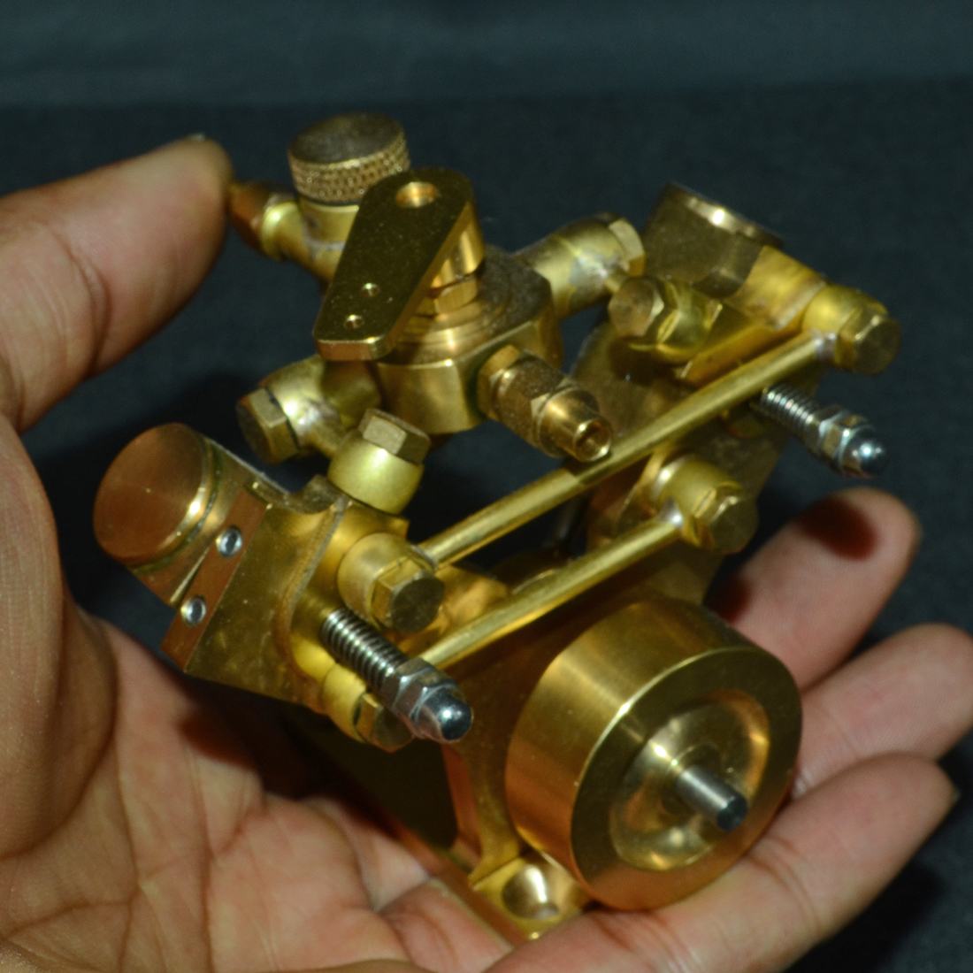 V-shape Brass Mini Steam Engine Model Creative Gift Set 