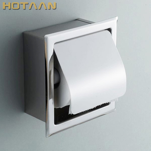 Luxury SUS 304# Stainless Steel Bathroom Toilet Roll Paper Holder Box Concealed Wall Mounted Recessed Wall Embedded YT-1092 ► Photo 1/6