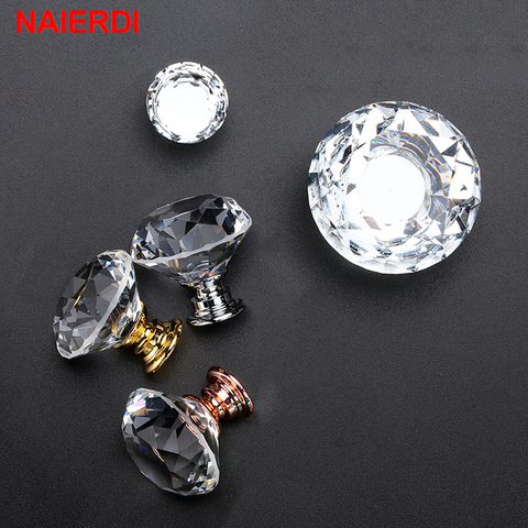 10PCS NAIERDI Diamond Crystal Handles Glass Knobs Cupboard Drawer Pulls Kitchen Cabinet Door Wardrobe Handle Furniture Hardware ► Photo 1/6
