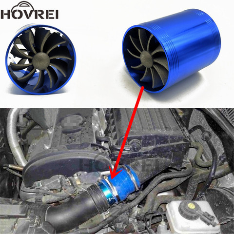 Car Double Dual Turbo Air Intake Turbine Gas Fuel Saver Fan Turbo Supercharger Turbine Fit for Air Intake Hose Diameter 65-74mm ► Photo 1/6