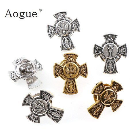 Trendy Brooches Pins Holy Grail Saint  Christ Metal Badges Pigeon Cross Lapel Pins for Cothes Vintage Boutonniere Collar Jewelry ► Photo 1/6