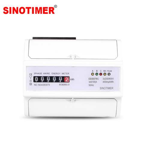 Durable Three Phase Analog Electronic Energy Counter Mechanical KWH Meter AC 380V 5-100A  DIN Rail Mounting ► Photo 1/6