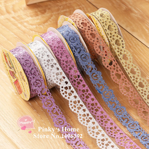 DIY Self Adhesive Lace Tape Glitter Tape Masking Decorative Sticky Tape Scrapbooking Book Decor Craft Rolls Adhesivos Scrapbook ► Photo 1/5