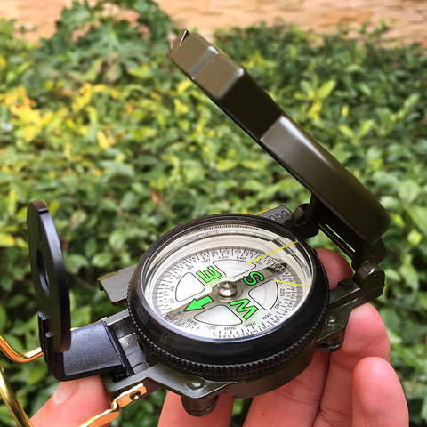 Askco Portable Army Green Folding Lens Compass Metal Military Marching Lensatic Camping Compass New Hot selling ► Photo 1/6