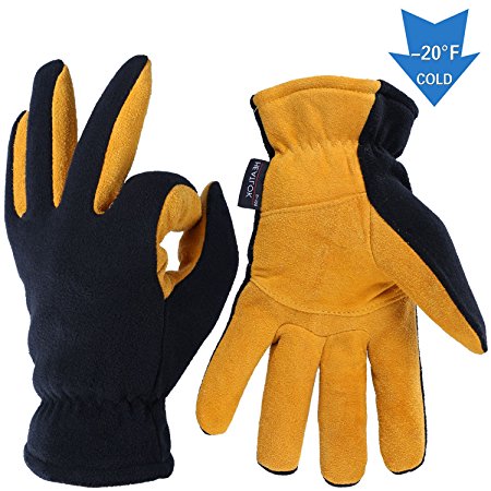 HeatLok THERMAL Insulated-DeerSkin Suede Leather-Warm Gloves-Black XL 