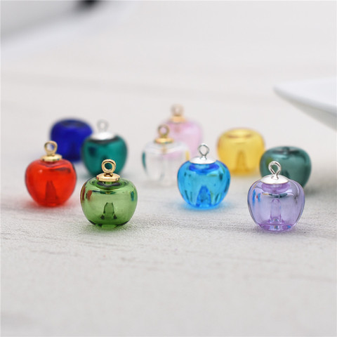 1pcs apple Coloured glaze glass vial charms Diffuser Perfume Refillable Essential Oil Aromatherapy silver color gold color cap ► Photo 1/6