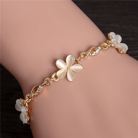 Women Fashion Bridal Jewelry Flower Opal Charm Bracelets Gold Color Crystal Statement Bracelets & Bangles ► Photo 1/6