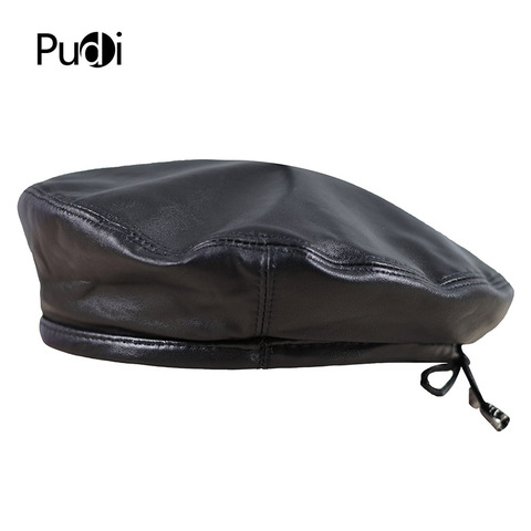 Pudi HL197 The new man's leather beret hat for the spring style of high quality sheep leather hat can adjust the rope design. ► Photo 1/6