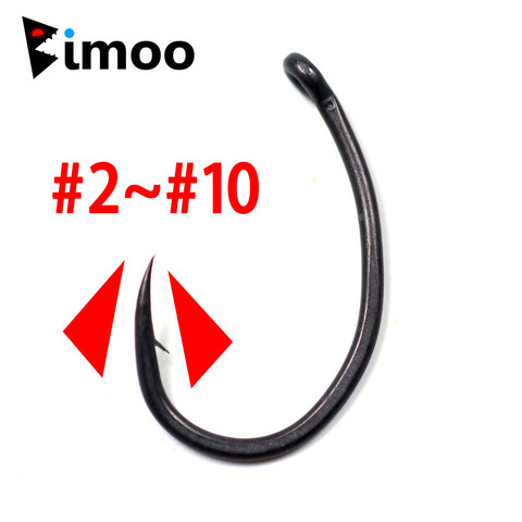 Bimoo 20pcs Teflon Coating Carp Hooks High Carbon Steel Matte Black with Micro Barb Size 2 4 6 8 10 Yn Carp Fishing Hook Europe ► Photo 1/6