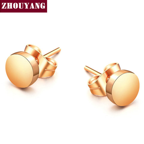 Top Quality Concise Smooth Round Rose Gold Color Stud Earring ZYE573 ZYE581 ZYE584 ► Photo 1/6
