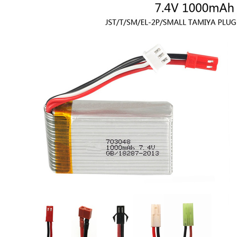 7.4V 1000mah 703048 Lipo Battery For MJXRC X600 2S toy battery 7.4 V 1000 MAH with JST/SM/T/EL-2P/SMALL TAMIYA PLUG RC parts ► Photo 1/6