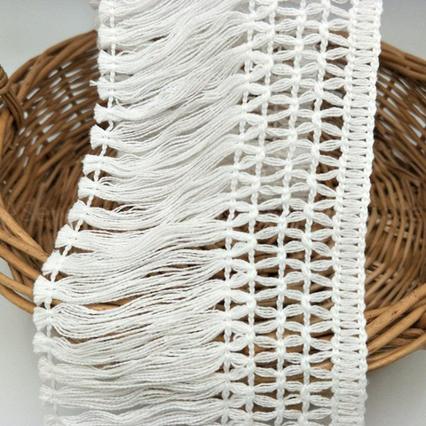 2 Yards 10 cm Wide Cotton Tassel Fringe Curtain Home Textile Decoration Cotton  Lace Ribbon lace fabric Garment 5BB5466 ► Photo 1/6