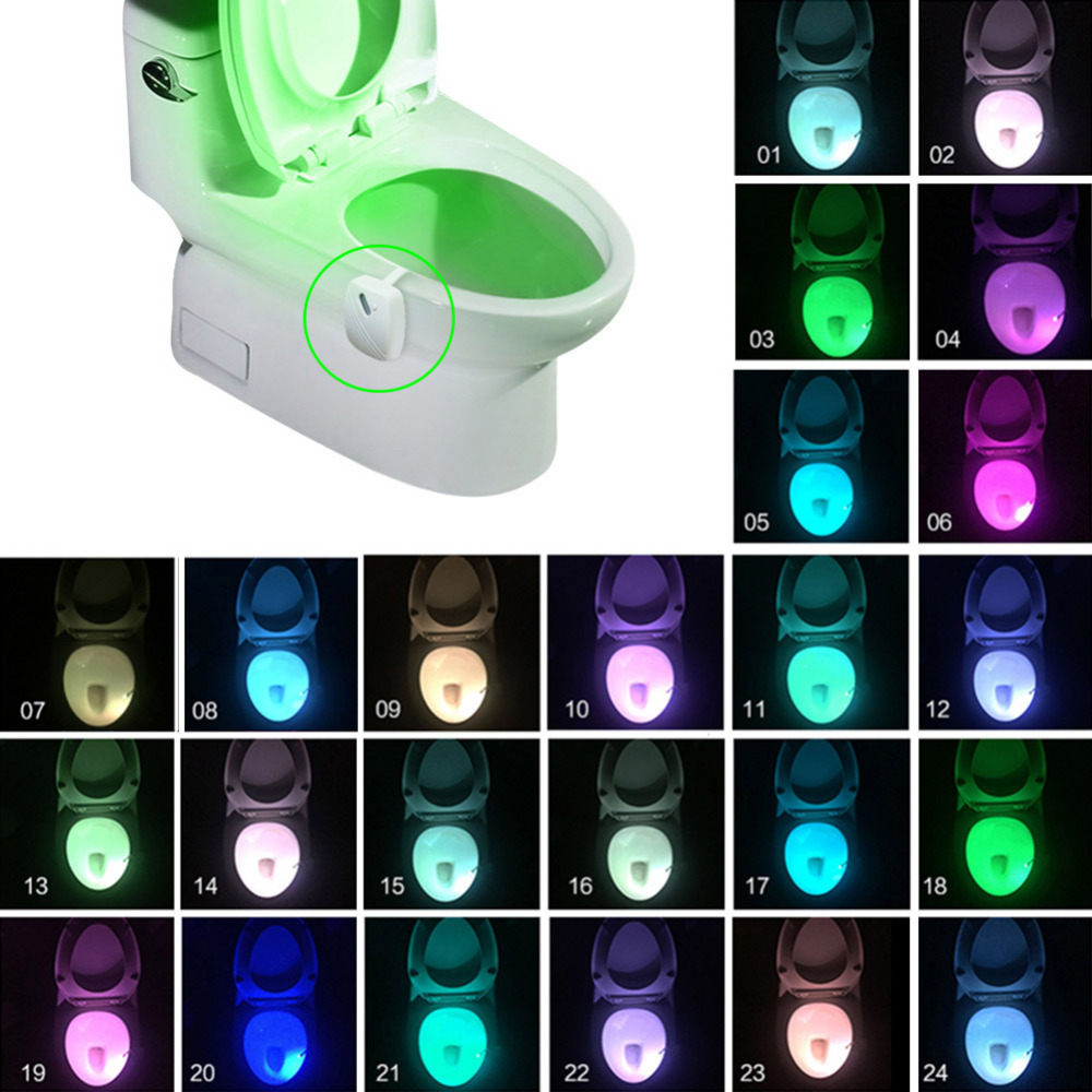 Night Light LED WC Toilet Bowl Seat Bathroom Night light Toilet Light PIR  Motion Sensor 8 Colors Backlight for Children - AliExpress