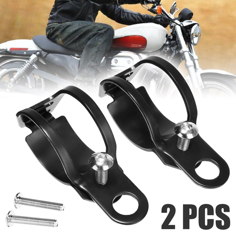 Motorbike 1Pair Universal Motorcycle Turn Signal Lamp Headlight Mount Bracket Black Metal  Clamp Holder For 33-43mm Front Fork ► Photo 1/6