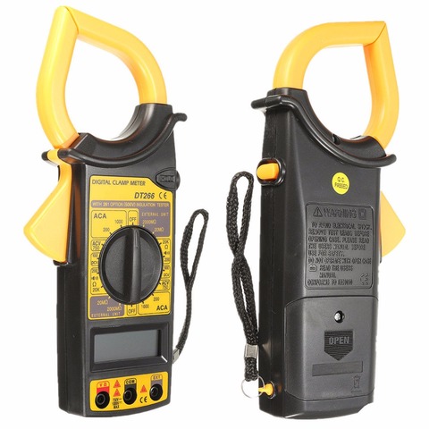 New DT266 LCD Digital Clamp Multimeter Clamp Meter AC/DC Current Voltage Tester with Test Cable Carrying Case ► Photo 1/6