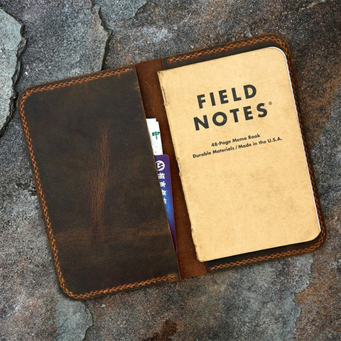 Personalized leather cover for pocket size field notes notebook / slim minimal field notes leather case cover ► Photo 1/6