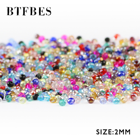 BTFBES Faceted Flat Round Austrian Crystals 2mm 200pcs Space Loose Beads glass Ball Bracelet Necklace Earring Jewelry Making DIY ► Photo 1/5