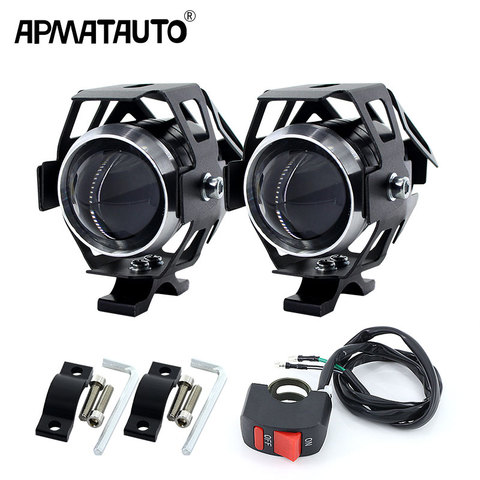 2PCS White motorcycle headlights auxiliary lamp U5 led motorbike spotlight accessories 12V moto DRL spot head lights ► Photo 1/6