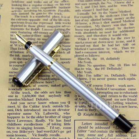 Unique Design Fountain Pen BAOER 801 Stainless steel Silver Fountain Pen Nib Fine dropshipping ► Photo 1/6