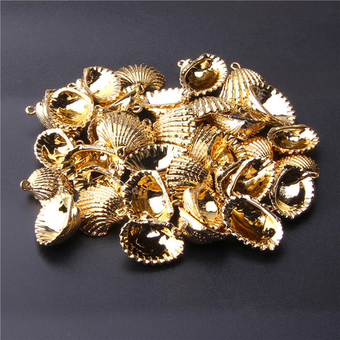 4Pcs Scallop Seashell Charms Top Hole Clam Golden Plated Loose Shell Cowrie Pendant for Jewelry Making Crafts DIY Decorations ► Photo 1/6