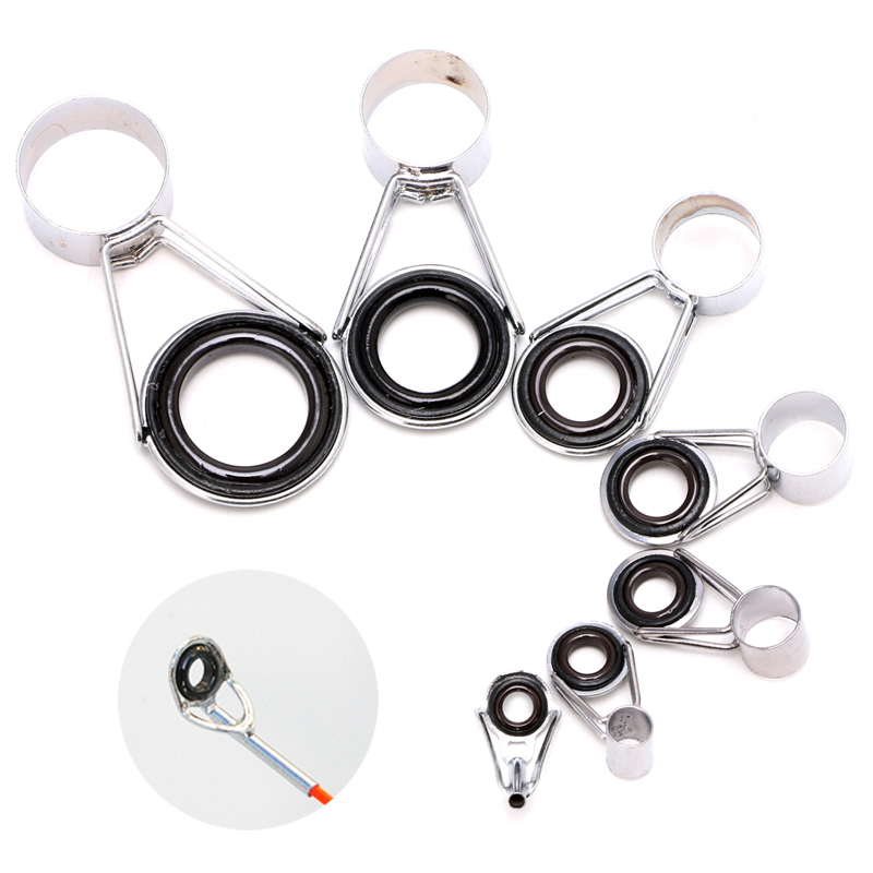 8pcs Mixed Size Stainless Steel Fishing Rod Guide Set Tip Rings